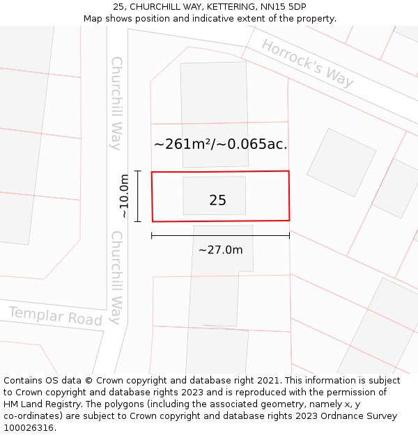 25, CHURCHILL WAY, KETTERING, NN15 5DP: Plot and title map