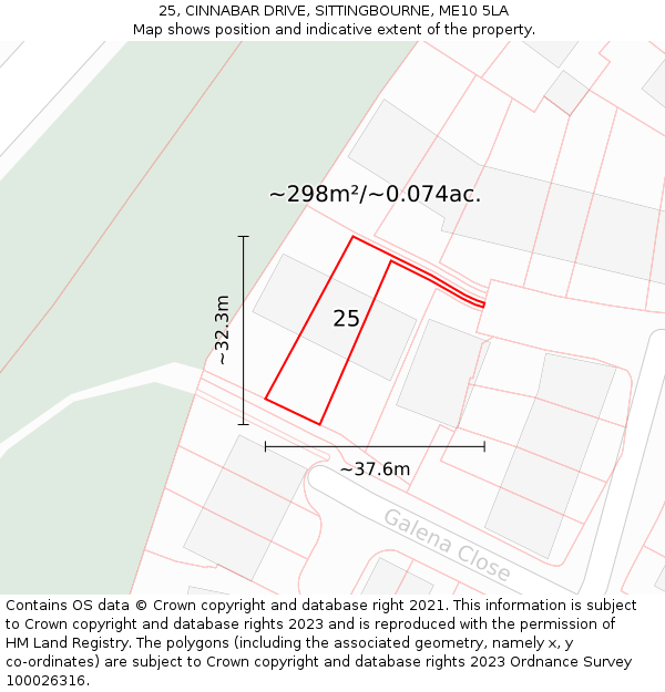 25, CINNABAR DRIVE, SITTINGBOURNE, ME10 5LA: Plot and title map