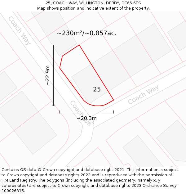 25, COACH WAY, WILLINGTON, DERBY, DE65 6ES: Plot and title map