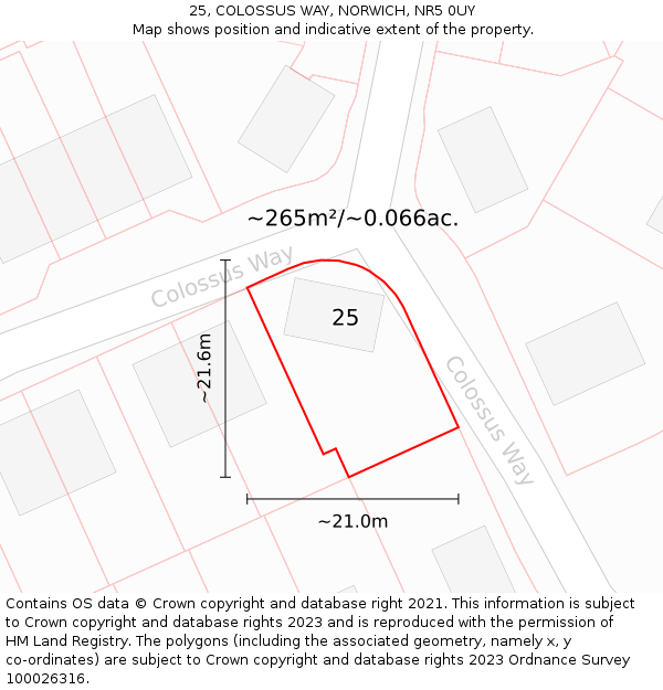 25, COLOSSUS WAY, NORWICH, NR5 0UY: Plot and title map