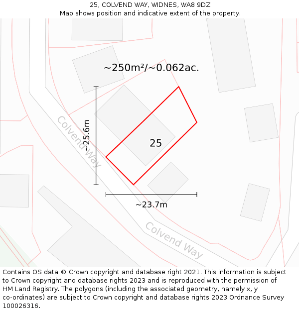 25, COLVEND WAY, WIDNES, WA8 9DZ: Plot and title map