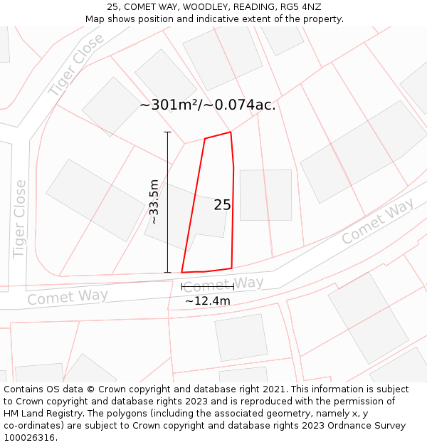 25, COMET WAY, WOODLEY, READING, RG5 4NZ: Plot and title map