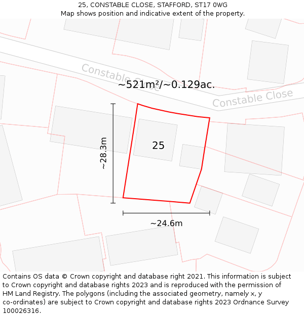 25, CONSTABLE CLOSE, STAFFORD, ST17 0WG: Plot and title map