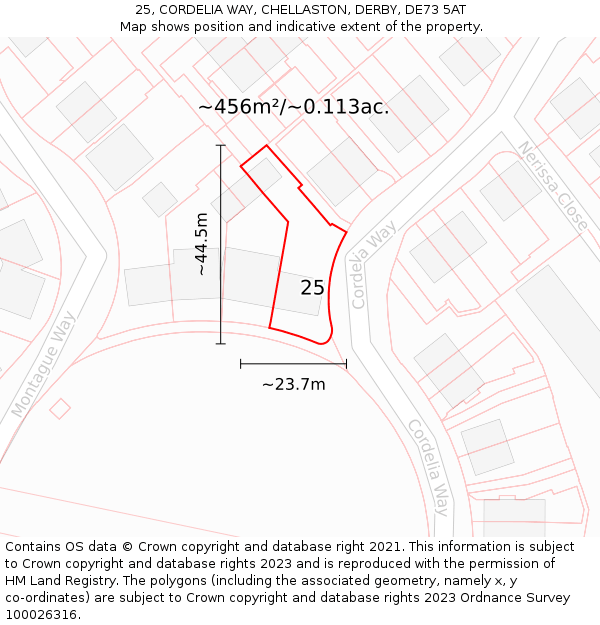 25, CORDELIA WAY, CHELLASTON, DERBY, DE73 5AT: Plot and title map