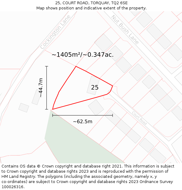 25, COURT ROAD, TORQUAY, TQ2 6SE: Plot and title map