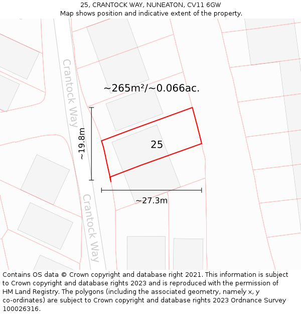 25, CRANTOCK WAY, NUNEATON, CV11 6GW: Plot and title map