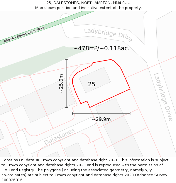 25, DALESTONES, NORTHAMPTON, NN4 9UU: Plot and title map