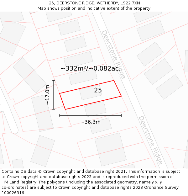 25, DEERSTONE RIDGE, WETHERBY, LS22 7XN: Plot and title map