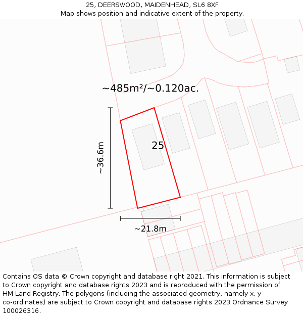 25, DEERSWOOD, MAIDENHEAD, SL6 8XF: Plot and title map