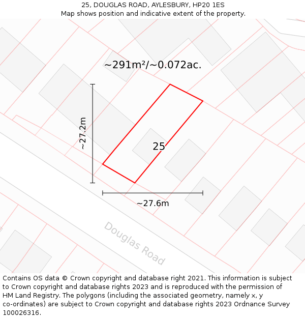 25, DOUGLAS ROAD, AYLESBURY, HP20 1ES: Plot and title map