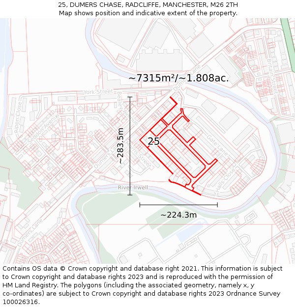 25, DUMERS CHASE, RADCLIFFE, MANCHESTER, M26 2TH: Plot and title map