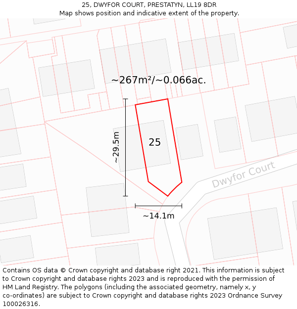 25, DWYFOR COURT, PRESTATYN, LL19 8DR: Plot and title map