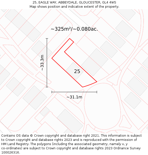 25, EAGLE WAY, ABBEYDALE, GLOUCESTER, GL4 4WS: Plot and title map