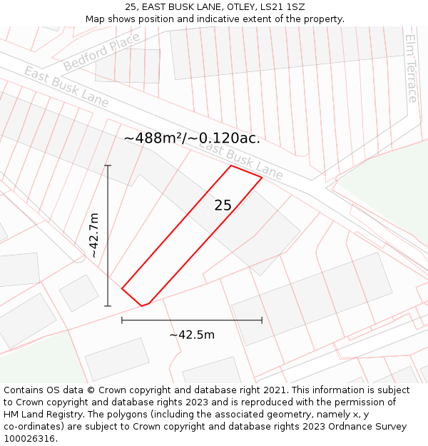 25, EAST BUSK LANE, OTLEY, LS21 1SZ: Plot and title map
