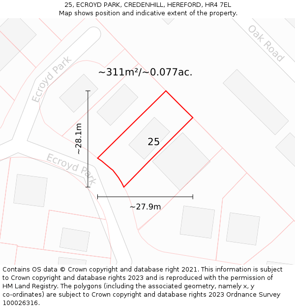 25, ECROYD PARK, CREDENHILL, HEREFORD, HR4 7EL: Plot and title map