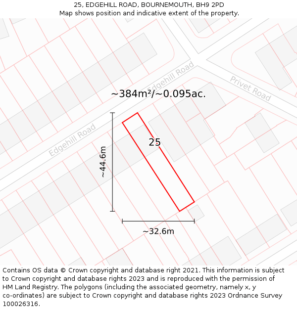 25, EDGEHILL ROAD, BOURNEMOUTH, BH9 2PD: Plot and title map