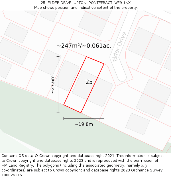 25, ELDER DRIVE, UPTON, PONTEFRACT, WF9 1NX: Plot and title map