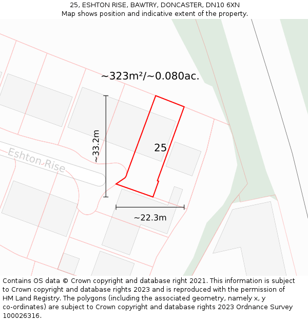 25, ESHTON RISE, BAWTRY, DONCASTER, DN10 6XN: Plot and title map