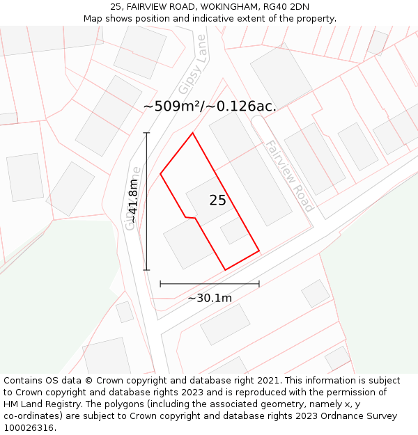 25, FAIRVIEW ROAD, WOKINGHAM, RG40 2DN: Plot and title map