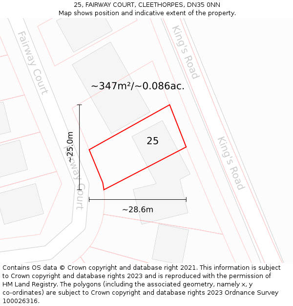 25, FAIRWAY COURT, CLEETHORPES, DN35 0NN: Plot and title map