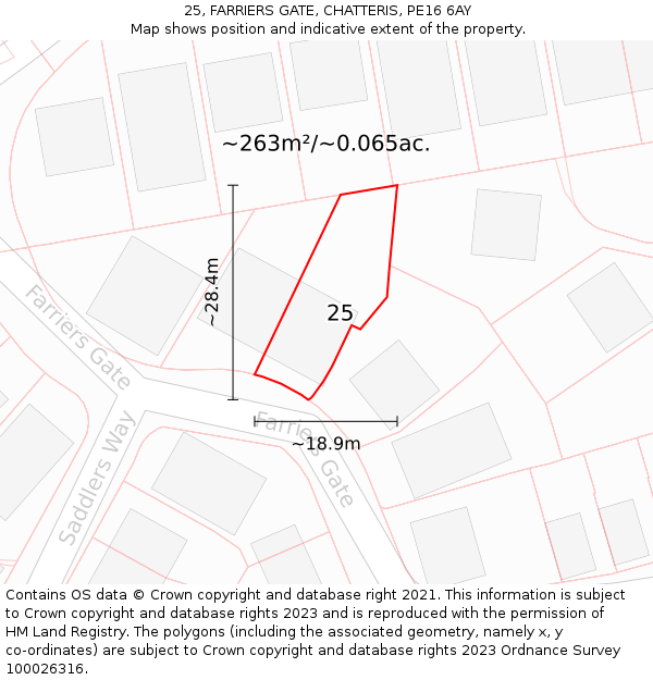 25, FARRIERS GATE, CHATTERIS, PE16 6AY: Plot and title map