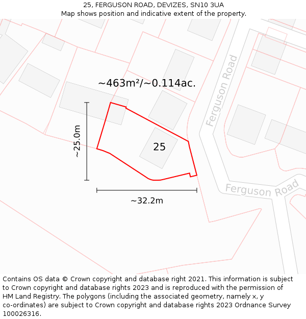 25, FERGUSON ROAD, DEVIZES, SN10 3UA: Plot and title map