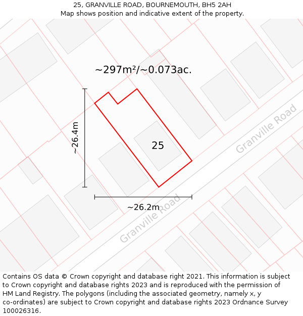 25, GRANVILLE ROAD, BOURNEMOUTH, BH5 2AH: Plot and title map