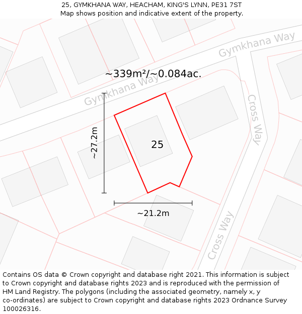 25, GYMKHANA WAY, HEACHAM, KING'S LYNN, PE31 7ST: Plot and title map