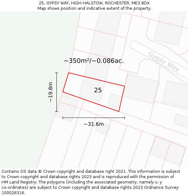 25, GYPSY WAY, HIGH HALSTOW, ROCHESTER, ME3 8DX: Plot and title map