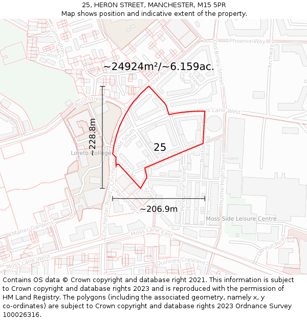 25, HERON STREET, MANCHESTER, M15 5PR: Plot and title map