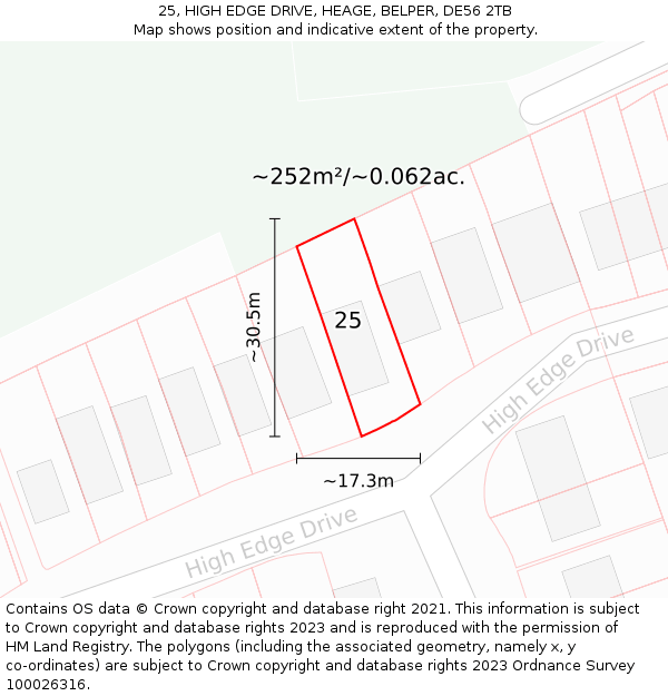 25, HIGH EDGE DRIVE, HEAGE, BELPER, DE56 2TB: Plot and title map