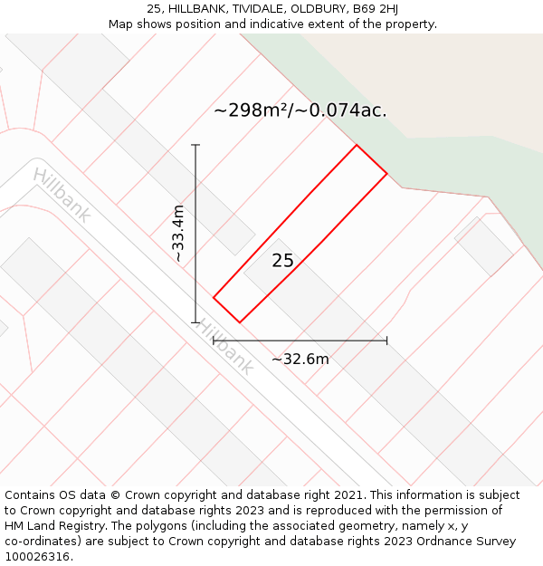 25, HILLBANK, TIVIDALE, OLDBURY, B69 2HJ: Plot and title map