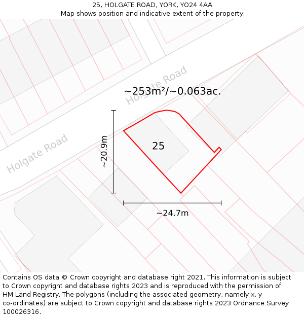 25, HOLGATE ROAD, YORK, YO24 4AA: Plot and title map