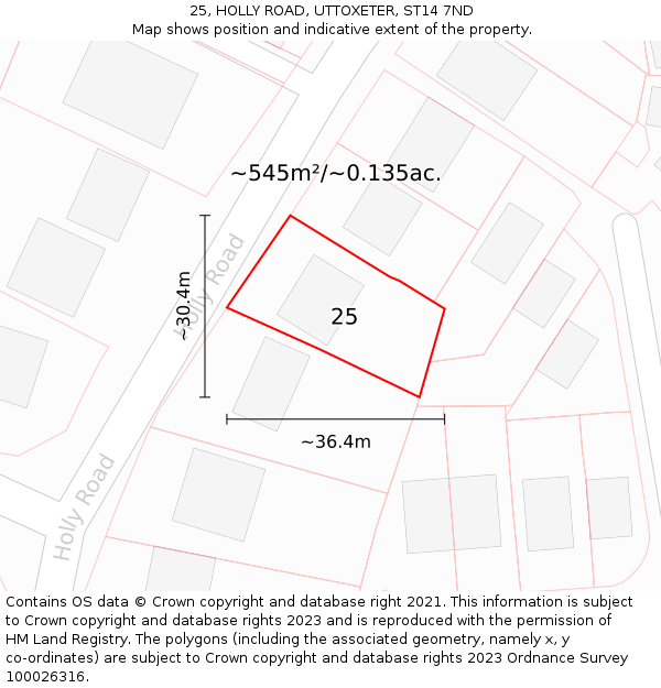 25, HOLLY ROAD, UTTOXETER, ST14 7ND: Plot and title map