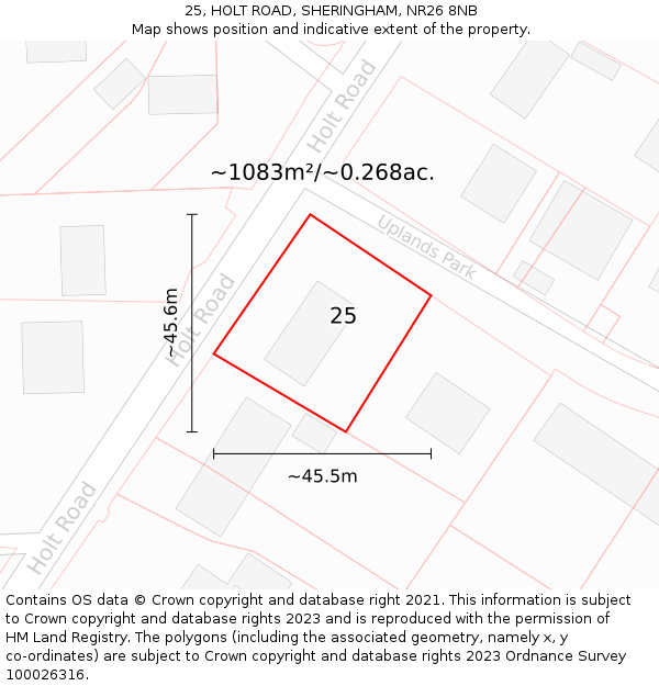 25, HOLT ROAD, SHERINGHAM, NR26 8NB: Plot and title map