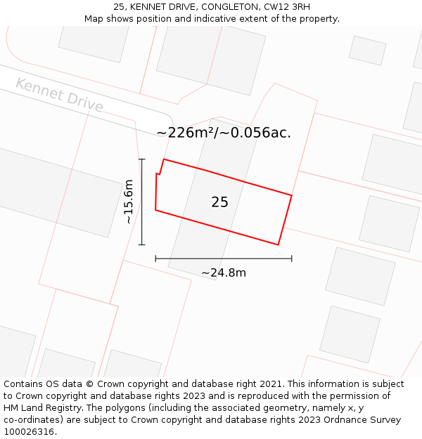 25, KENNET DRIVE, CONGLETON, CW12 3RH: Plot and title map