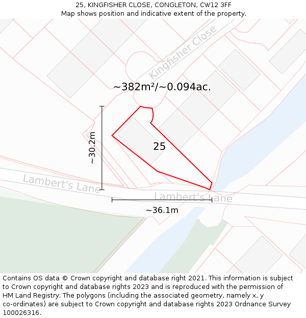 25, KINGFISHER CLOSE, CONGLETON, CW12 3FF: Plot and title map