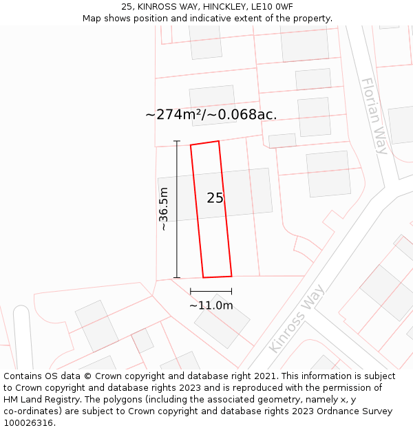 25, KINROSS WAY, HINCKLEY, LE10 0WF: Plot and title map