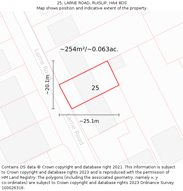 25, LARNE ROAD, RUISLIP, HA4 8DS: Plot and title map