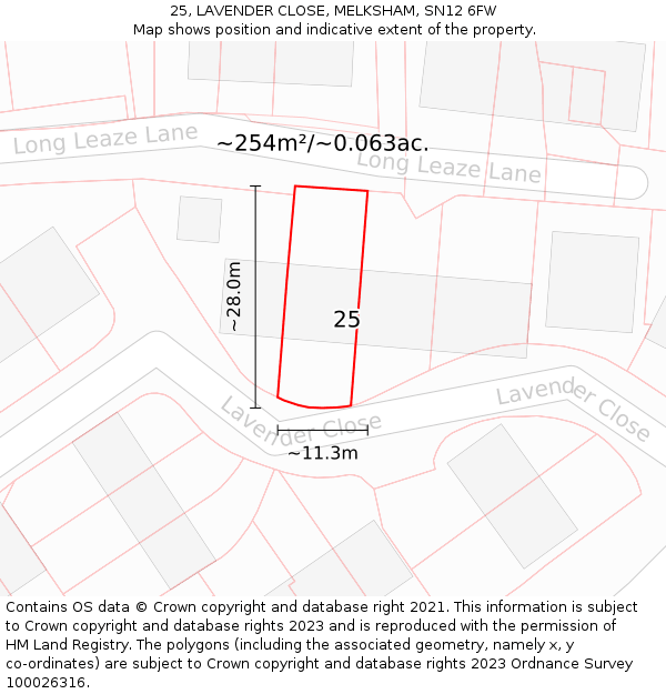 25, LAVENDER CLOSE, MELKSHAM, SN12 6FW: Plot and title map