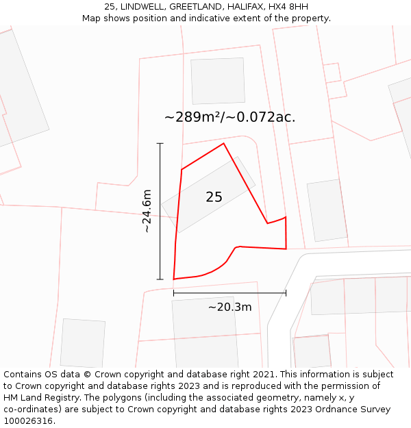 25, LINDWELL, GREETLAND, HALIFAX, HX4 8HH: Plot and title map