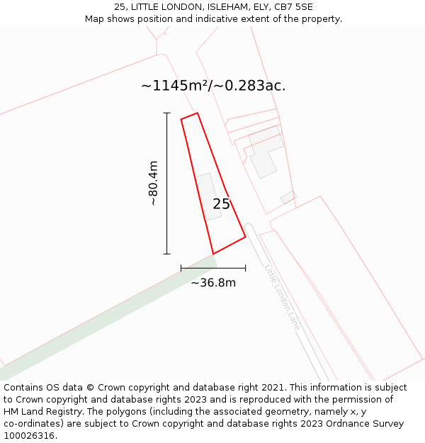 25, LITTLE LONDON, ISLEHAM, ELY, CB7 5SE: Plot and title map