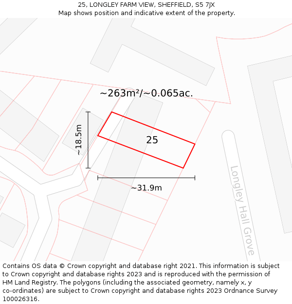 25, LONGLEY FARM VIEW, SHEFFIELD, S5 7JX: Plot and title map
