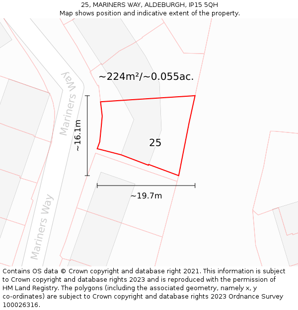 25, MARINERS WAY, ALDEBURGH, IP15 5QH: Plot and title map