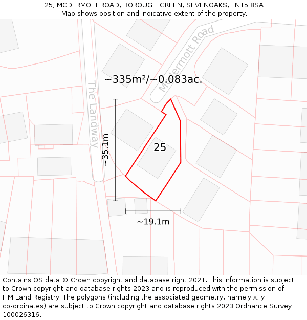 25, MCDERMOTT ROAD, BOROUGH GREEN, SEVENOAKS, TN15 8SA: Plot and title map