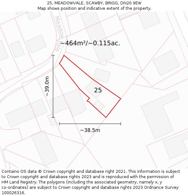 25, MEADOWVALE, SCAWBY, BRIGG, DN20 9EW: Plot and title map