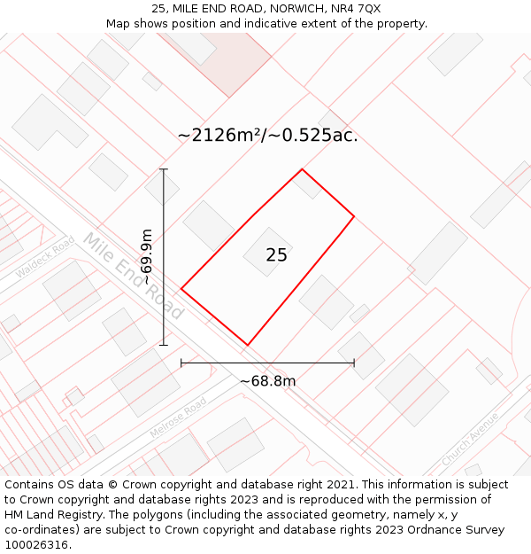 25, MILE END ROAD, NORWICH, NR4 7QX: Plot and title map