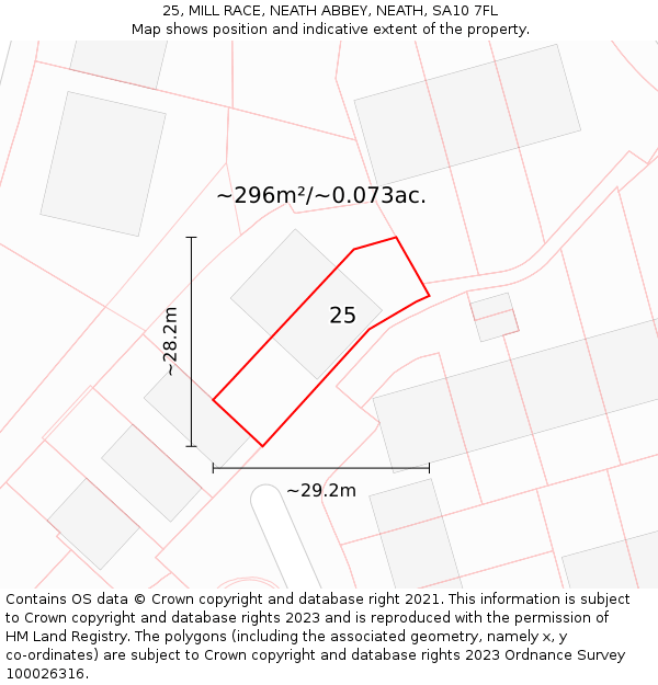 25, MILL RACE, NEATH ABBEY, NEATH, SA10 7FL: Plot and title map
