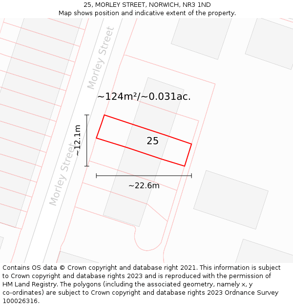 25, MORLEY STREET, NORWICH, NR3 1ND: Plot and title map