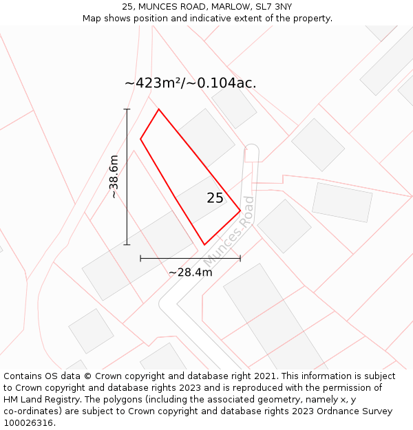 25, MUNCES ROAD, MARLOW, SL7 3NY: Plot and title map